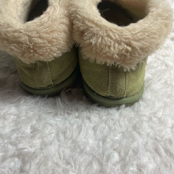 Tamarac leather suede mintGreen sleepers beige shearling lining rubber soles SZ9 - Picture 3 of 10